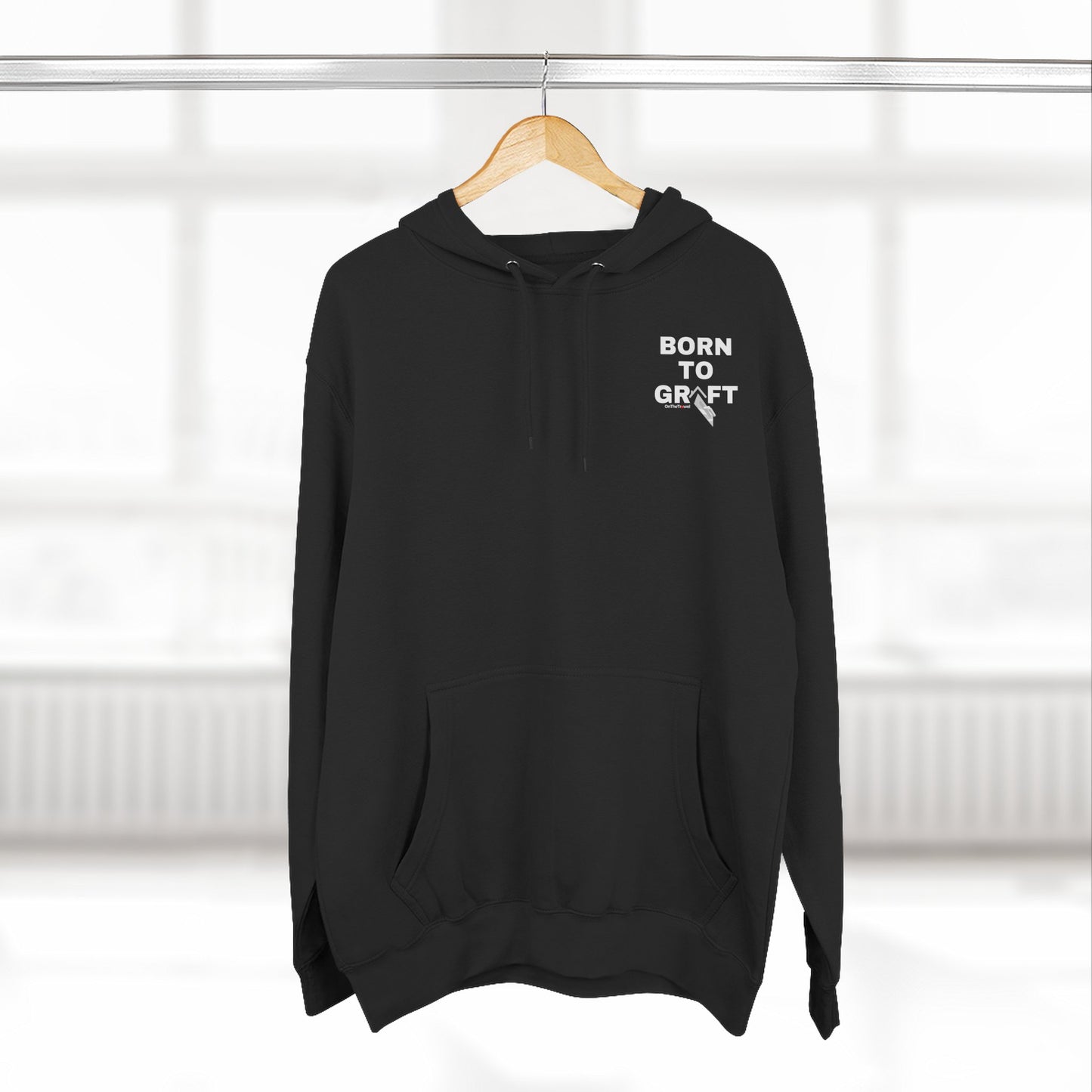 Born to Grift Fleece Hoodie — Minimal Chest Text Pullover