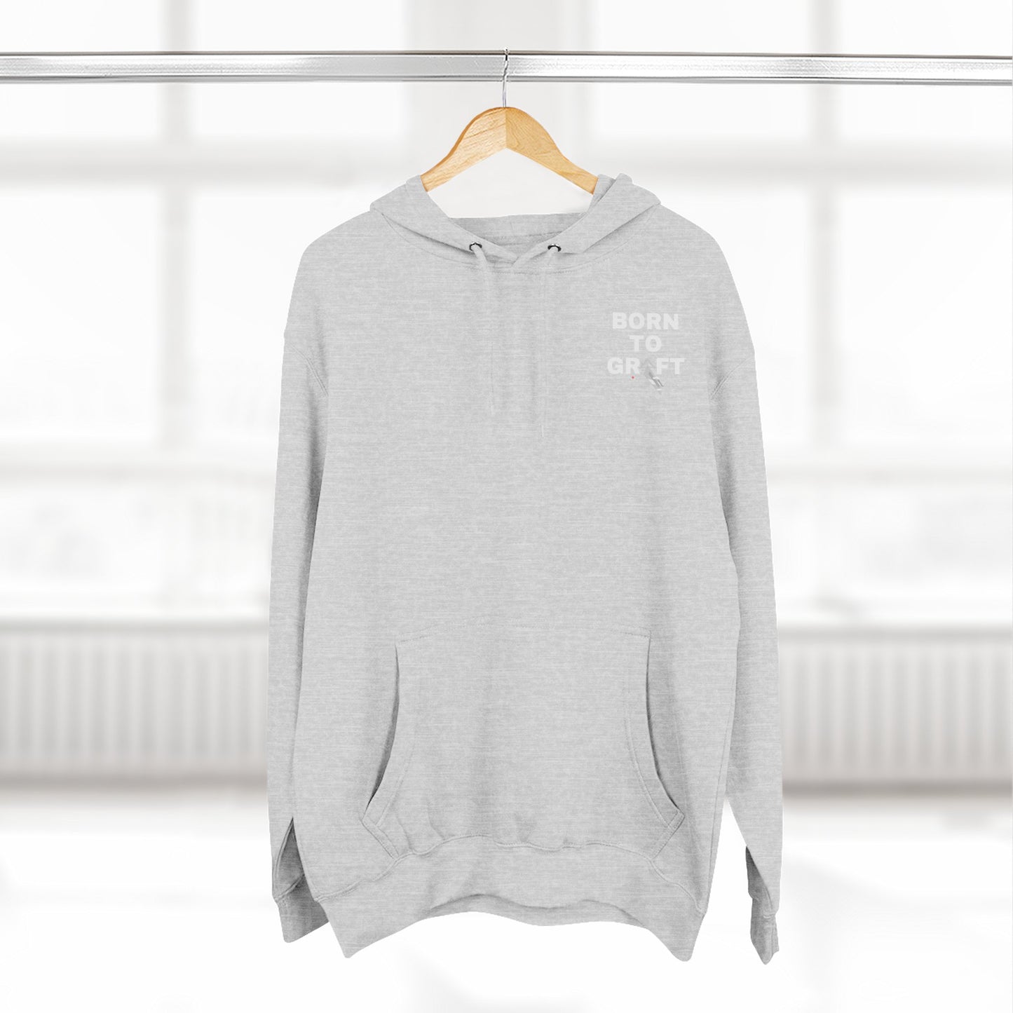 Born to Grift Fleece Hoodie — Minimal Chest Text Pullover