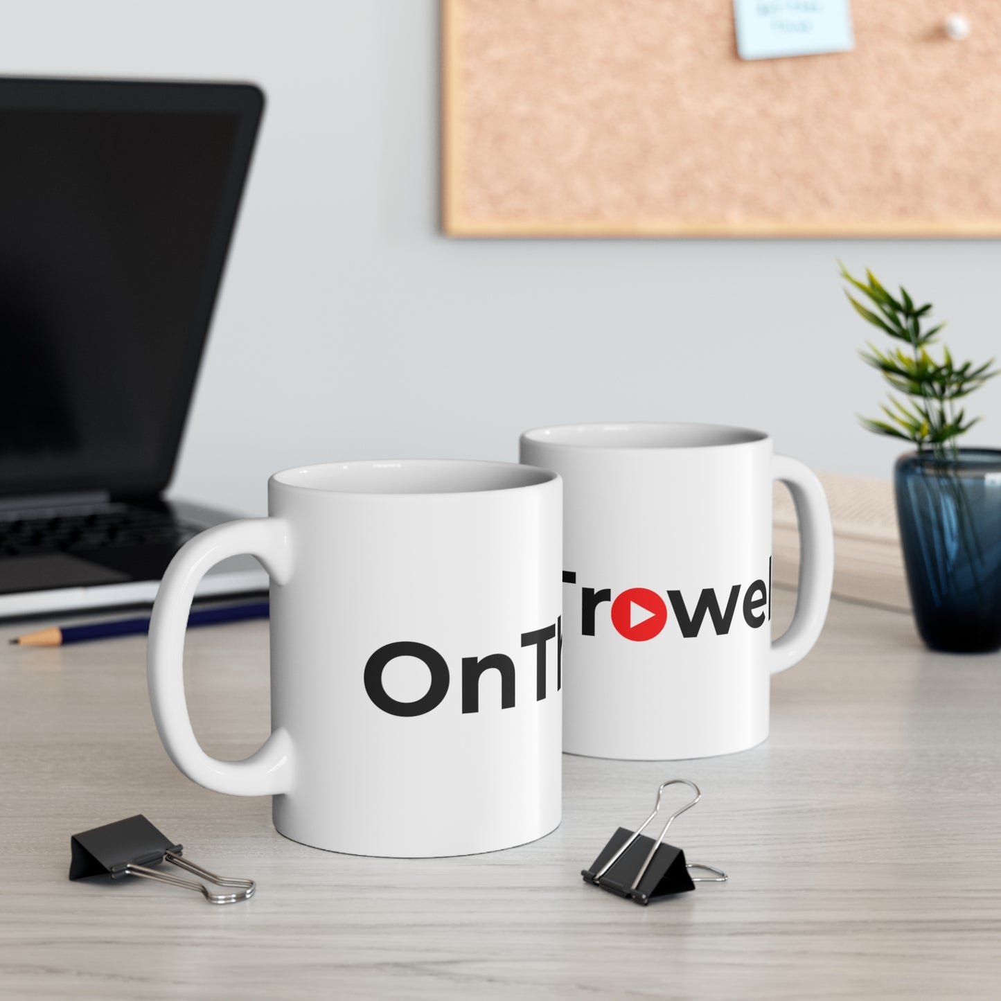 "On The Trowel" WHITE Ceramic Coffee Mug 11oz