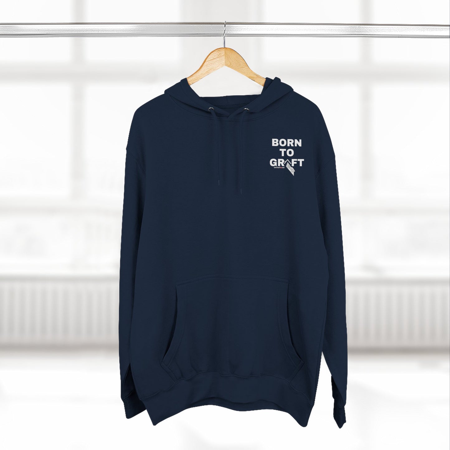 Born to Grift Fleece Hoodie — Minimal Chest Text Pullover